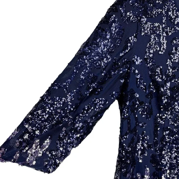 ADRIANNA PAPELL AP1E209365 OMBRE FLORAL SEQUIN EMBELLISHED SHEATH COCKTAIL DRESS - Picture 9 of 15